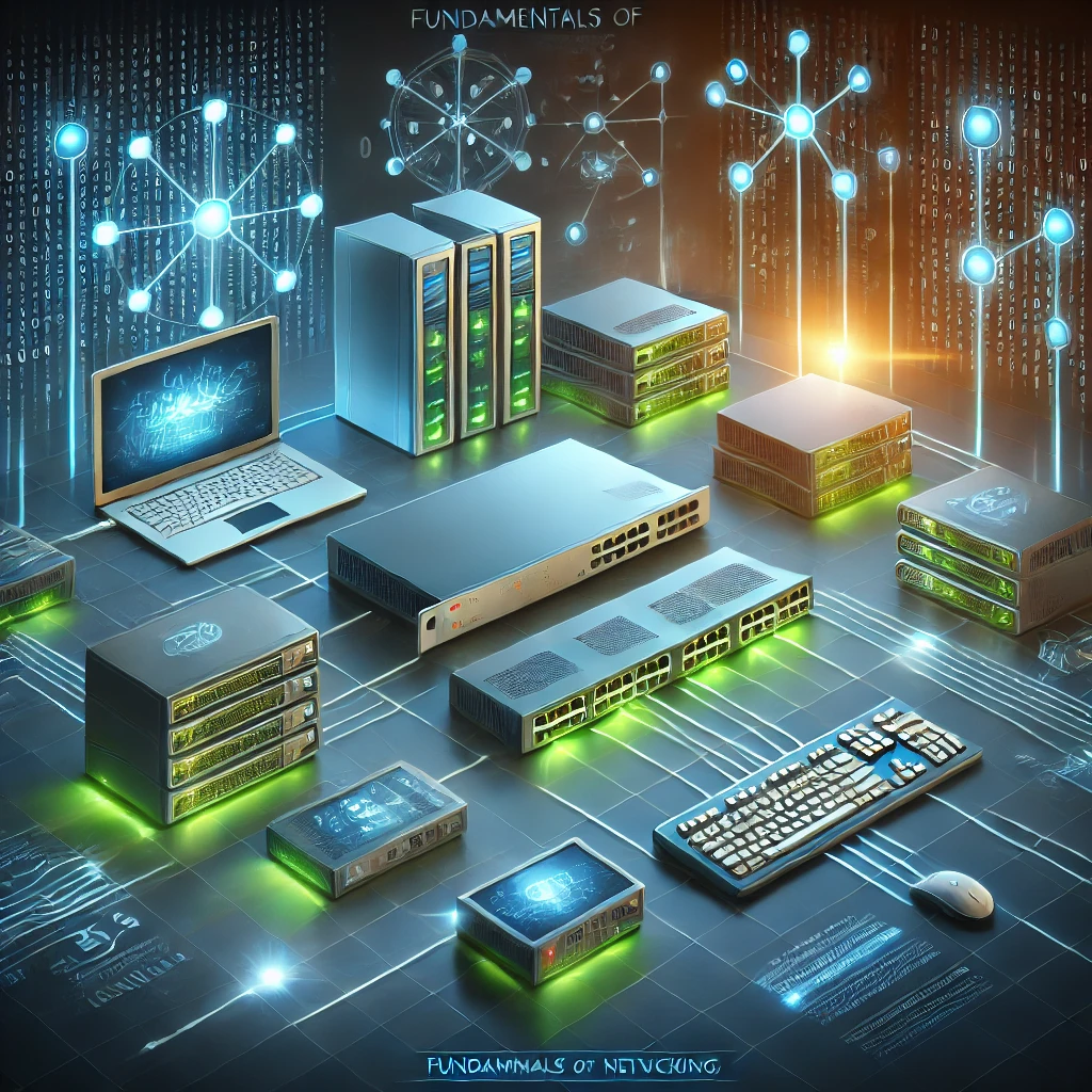 DALL·E 2025-08-07 17.26.17 - A modern and educational illustration representing a 'Fundamentals of Networking' course. The image features key network components such as routers, s.webp